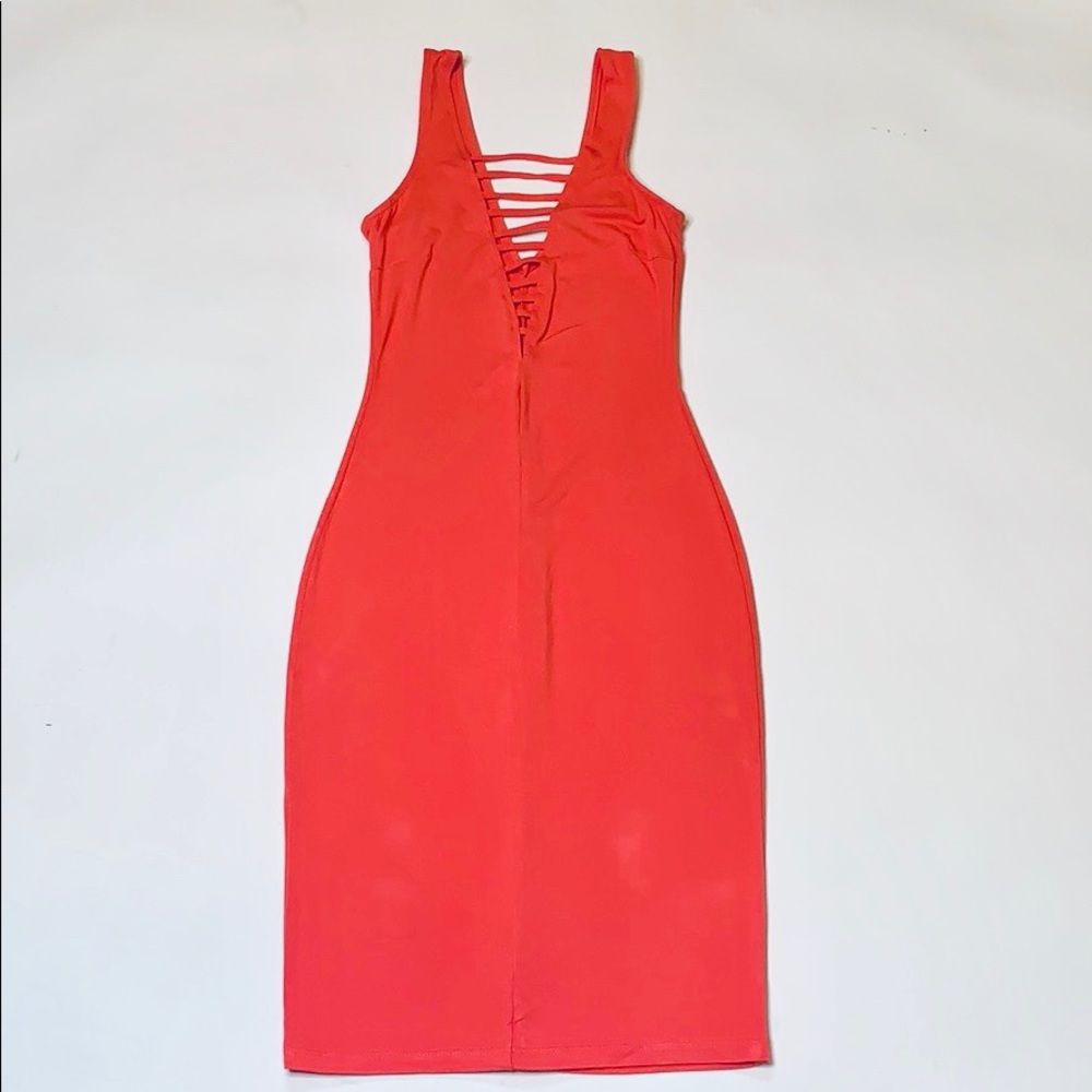 Coral slim fit dress